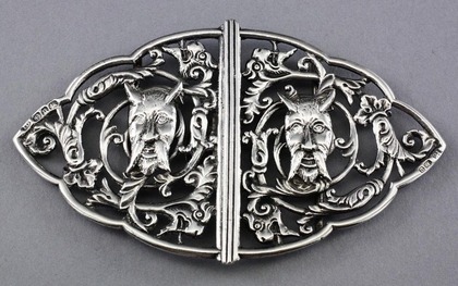 Antique Silver Belt Buckle - Devil's Head
